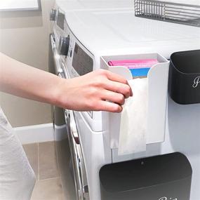 img 1 attached to 🧺 Magnetic Dryer Sheet Dispenser – Stylish Holder for Organized Storage of Laundry Softener Sheets – Robust Case for Fabric Softener Sheets in the Laundry Room – Compact Dryer Sheet Caddy (Off-White)