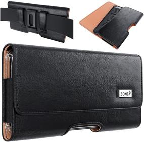 img 4 attached to 📱 Bomea Belt Holster for Samsung Galaxy S10+/S9+/S8+ Plus/A20 A30 A50 A51: Black Sleeve Phone Holster with Belt Clip & Loops, Ideal for Slim Cases