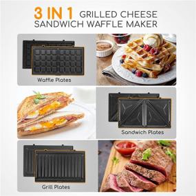 img 3 attached to 🥪 Versatile Aigostar 3-in-1 Sandwich Maker Panini Press Grill: Waffle, Cheese, & More! Non-stick, Portable, Easy to Clean - 750W