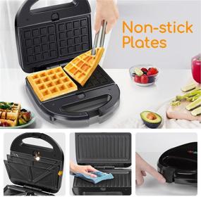 img 1 attached to 🥪 Versatile Aigostar 3-in-1 Sandwich Maker Panini Press Grill: Waffle, Cheese, & More! Non-stick, Portable, Easy to Clean - 750W