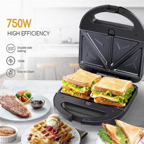 img 2 attached to 🥪 Versatile Aigostar 3-in-1 Sandwich Maker Panini Press Grill: Waffle, Cheese, & More! Non-stick, Portable, Easy to Clean - 750W