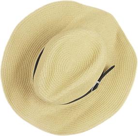 img 1 attached to Men's Packable Straw Hat Beach Cap with Big 🕶️ Brim, Adjustable Chin Strap - Floppy Newsboy Fedora Sun Hat