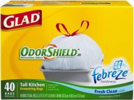 glad drawstring odor shield tall kitchen bags, 13 gallon, 40-count bags, (pack of 6): reliable odor control for large kitchens. logo