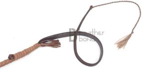 img 1 attached to Authentic Indiana Jones Style 12ft 8 Plait Natural Tan Brown Leather Bullwhip - Genuine Cowhide Leather Bull Whip