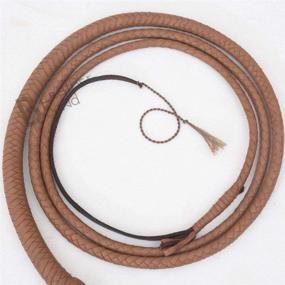 img 3 attached to Authentic Indiana Jones Style 12ft 8 Plait Natural Tan Brown Leather Bullwhip - Genuine Cowhide Leather Bull Whip