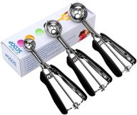 🍪 set of 3 cookie scoops for baking with anti slip rubber grip, ice cream scoop made of 18/8 stainless steel logo