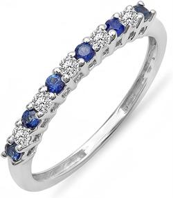 img 3 attached to Diamond Sapphire Anniversary Stackable Wedding
