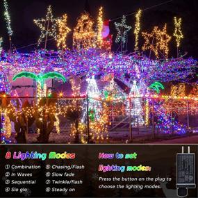 img 3 attached to Outdoor Christmas Lights 500 LED 197Ft Long String Light Mains Powered 8 Modes Clear Wire Plug In Waterproof Fairy Lights For Home Garden Yard Holiday Thanksgiving Day Tree Decorations(Multicolor)