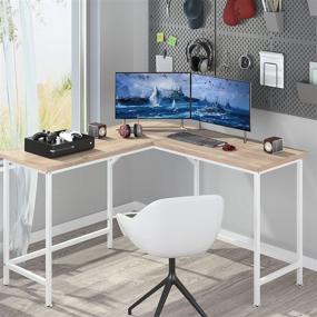 img 3 attached to 🖥️ Lauraland L Shaped Desk 55 Inch Oak - L-Shaped Computer Desk for Home Office, Gaming Table, Workstation, Laptop Study Corner Table.