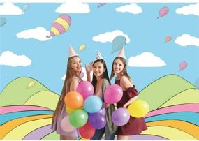 img 3 attached to 🎈 Allenjoy Adventure Theme Blue Sky White Clouds Balloons Photography Backdrop for Kids' 1st Birthday Party Decoration Banner and Baby Shower - 7x5ft Photo Booth Props