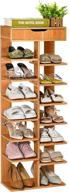 👞 wooden vertical shoe rack for storage - space for 14 pairs of shoes - ideal for corridors, kitchens, bedrooms, and more - versatile organizer for shoes and sundries логотип