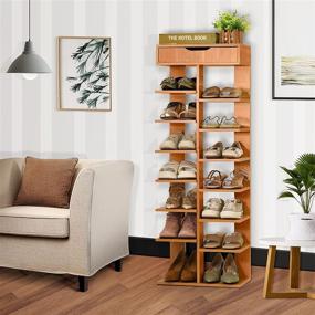 img 2 attached to 👞 Wooden Vertical Shoe Rack for Storage - Space for 14 Pairs of Shoes - Ideal for Corridors, Kitchens, Bedrooms, and More - Versatile Organizer for Shoes and Sundries