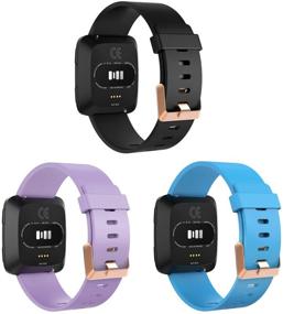 img 3 attached to 🌹 UCAI 3-Pack Bands - Compatible with Versa 2 / Versa / Versa Lite / Versa SE - Classic Adjustable Replacement Wristbands with Rose Gold Watch Buckle - for Women and Men - for versa 2 Smart Watch