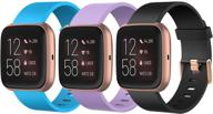 🌹 ucai 3-pack bands - compatible with versa 2 / versa / versa lite / versa se - classic adjustable replacement wristbands with rose gold watch buckle - for women and men - for versa 2 smart watch logo