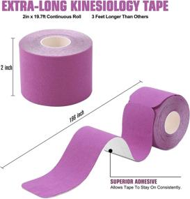 img 3 attached to 🩹 Kinesiology Tape Precut (2 Pack) - Elastic Sport Tape for Pain Relief & Injury Recovery - 2 Inch x 16.4 ft - Purple