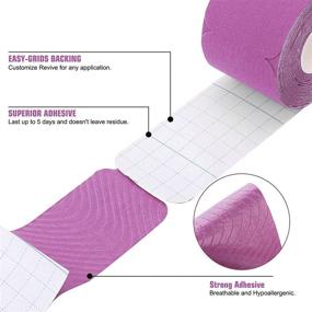 img 2 attached to 🩹 Kinesiology Tape Precut (2 Pack) - Elastic Sport Tape for Pain Relief & Injury Recovery - 2 Inch x 16.4 ft - Purple