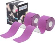 🩹 kinesiology tape precut (2 pack) - elastic sport tape for pain relief & injury recovery - 2 inch x 16.4 ft - purple логотип