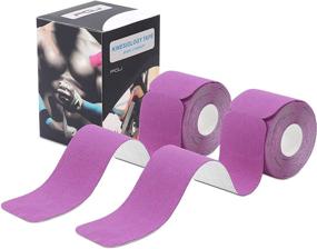 img 4 attached to 🩹 Kinesiology Tape Precut (2 Pack) - Elastic Sport Tape for Pain Relief & Injury Recovery - 2 Inch x 16.4 ft - Purple