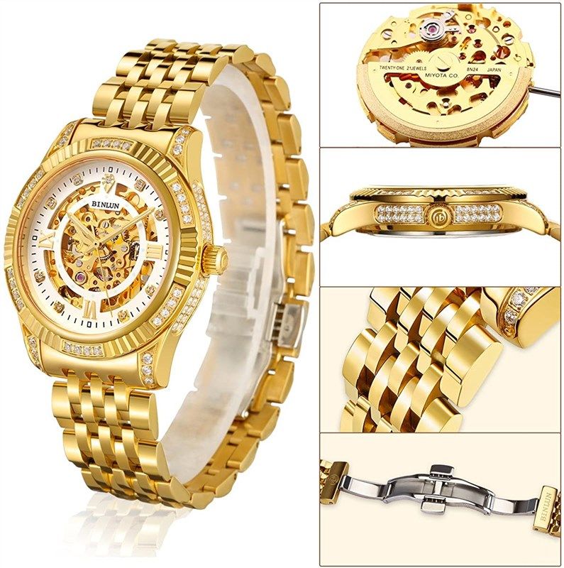 Binlun watches 18k outlet gold