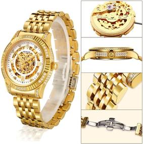 img 3 attached to ⌚️ BINLUN 18K Gold Mechanical Automatic Men's Wristwatch