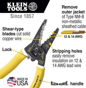 img 3 attached to 🔌 Klein Tools K1412 Wire Cutter/Stripper for Solid Copper Wire, Dual NM Cable Stripper, Cuts and Strips 12/14 AWG