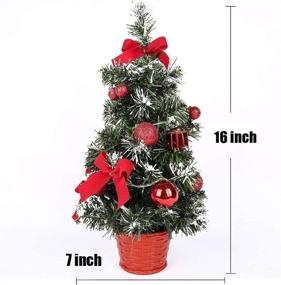 img 4 attached to 🎄 WLONG 16-Inch Artificial Tabletop Christmas Tree with LED Lights - Mini Xmas Decor Tree for Home, Office, Shopping, Bar - Desktop Decoration Christmas Tree