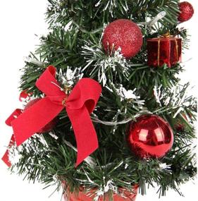 img 3 attached to 🎄 WLONG 16-Inch Artificial Tabletop Christmas Tree with LED Lights - Mini Xmas Decor Tree for Home, Office, Shopping, Bar - Desktop Decoration Christmas Tree