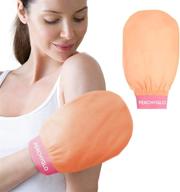 🧤 silk exfoliating mitts by peachyglo - korean shower body glove for gentle deep exfoliation, exfoliating scrub gloves, stimulates blood circulation for a youthful glow logo