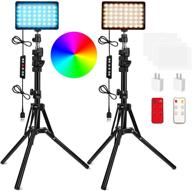 🌈 qeuooiy rgb led video light kit – 2 packs with adjustable tripod stand, white filters, dimmable 2500-6500k usb lighting for youtube photography, game streaming, zoom live, tiktok – 1.6m logo