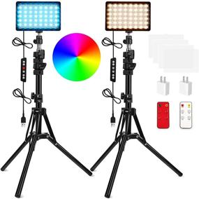 img 4 attached to 🌈 QEUOOIY RGB LED Video Light Kit – 2 Packs with Adjustable Tripod Stand, White Filters, Dimmable 2500-6500K USB Lighting for YouTube Photography, Game Streaming, Zoom Live, TikTok – 1.6M