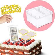 🎂 food-safe cake atm money box mold with gold glitter heart happy birthday cake topper - 4.13 x 4.13 x 2.87 inch logo