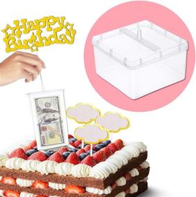img 4 attached to 🎂 Food-Safe Cake ATM Money Box Mold with Gold Glitter Heart Happy Birthday Cake Topper - 4.13 x 4.13 x 2.87 Inch
