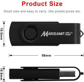 img 1 attached to Флеш-накопитель Marceloant 64GB USB 3.0 - вращающийся дизайн, совместимый с ПК/ноутбуками/PS4, фото-флешка - черный