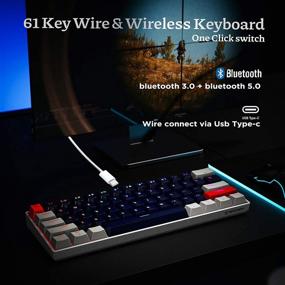 img 3 attached to NEWMEN GM610 60% Wireless Mechanical Gaming Keyboard with NKRO, Bluetooth 61-Key Mechanical Keyboard, RGB Backlit, Hot Swappable Red Switches, Extra Keycap Set - Compatible with Windows/Mac/Android