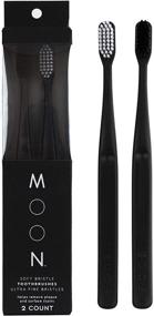 img 4 attached to 🌙 MOON Soft Bristle Toothbrushes, White & Black Sleek Design, 2 Pack