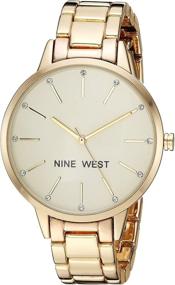 img 4 attached to Sparkling Elegance: Nine West Women's Crystal Accented Bracelet Watch