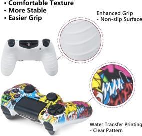 img 3 attached to 🎮 PS4 Controller Silicone Skin Covers - Protective Case Set for Sony PS4, PS4 Slim, PS4 Pro Controllers with 8 Thumb Grips - Water Transfer Printing Silicone Protector