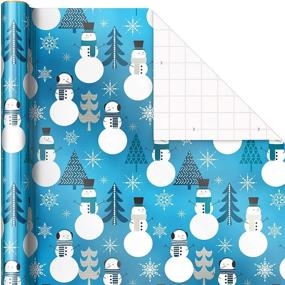 img 2 attached to 🎁 Hallmark Blue Foil Christmas Wrapping Paper - Snowmen, Snowflakes, Christmas Trees (3 Rolls: 60 sq. ft. ttl) - Cut Lines on Reverse