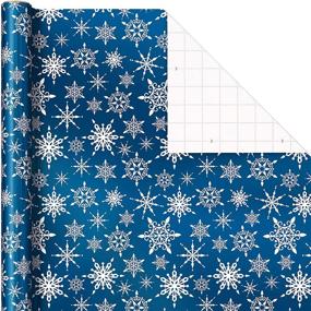 img 1 attached to 🎁 Hallmark Blue Foil Christmas Wrapping Paper - Snowmen, Snowflakes, Christmas Trees (3 Rolls: 60 sq. ft. ttl) - Cut Lines on Reverse