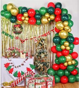 img 1 attached to 🎅 Набор "Soonlyn Christmas Balloons Garland Arch Kit: 125 штук красных, зеленых, золотых и хромированных латексных шаров с фольгированными шарами в виде карамельной трости - идеальное украшение для веселого рождественского вечеринки