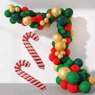 🎅 набор "soonlyn christmas balloons garland arch kit: 125 штук красных, зеленых, золотых и хромированных латексных шаров с фольгированными шарами в виде карамельной трости - идеальное украшение для веселого рождественского вечеринки логотип