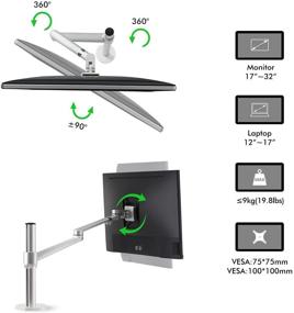 img 1 attached to 🖥️ Viozon Laptop/Notebook/Projector Mount Stand – Height Adjustable Single Arm Mount – Support 12-17 inch Laptop/Notebook/Tablet – Free Removable VESA 75X75 and 100X100 – Monitor Mount for 17-32 inch (Silver)