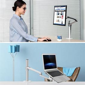 img 3 attached to 🖥️ Viozon Laptop/Notebook/Projector Mount Stand – Height Adjustable Single Arm Mount – Support 12-17 inch Laptop/Notebook/Tablet – Free Removable VESA 75X75 and 100X100 – Monitor Mount for 17-32 inch (Silver)