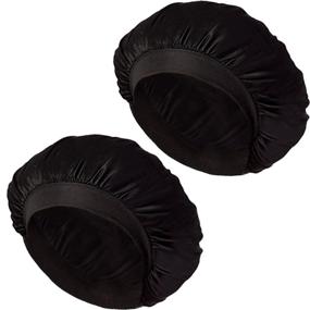 img 4 attached to Ultimate Comfort: 2 Packs Salon Satin Silk Bonnet Sleeping Cap Night Hat for Women - Wide Band, Soft & Slouchy Head Cover