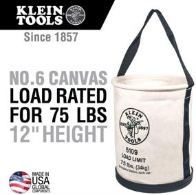 img 3 attached to Klein Tools 5109 Wide-Opening Straight-Wall Canvas Tool Bucket, No. 6 Canvas with Black Molded Bottom, Load Capacity of 75 Pounds
