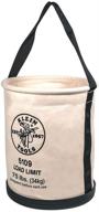 klein tools 5109 wide-opening straight-wall canvas tool bucket, no. 6 canvas with black molded bottom, load capacity of 75 pounds logo