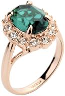 💍 exquisite rose gold plated oval shaped gem style ring: emerald green swarovski element crystal & clear cubic zirconia fashion jewelry for women logo