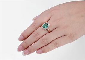 img 2 attached to 💍 Exquisite Rose Gold Plated Oval Shaped Gem Style Ring: Emerald Green Swarovski Element Crystal & Clear Cubic Zirconia Fashion Jewelry for Women