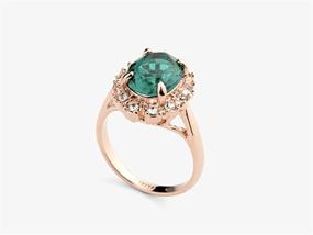 img 1 attached to 💍 Exquisite Rose Gold Plated Oval Shaped Gem Style Ring: Emerald Green Swarovski Element Crystal & Clear Cubic Zirconia Fashion Jewelry for Women