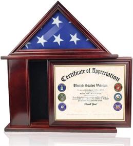 img 2 attached to 🏆 DecoWoodo Flag Display Case for 3x5 Flag Folded with Certificate Holder Frame - Enhanced SEO